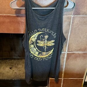 Dark Gray Tank Top with Gold Graphic